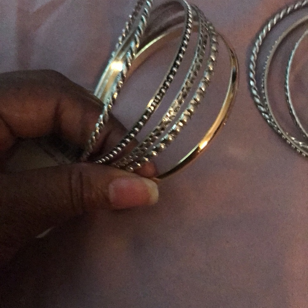 Set of 5 Bangles Silver& Gold - Picture 4 of 5